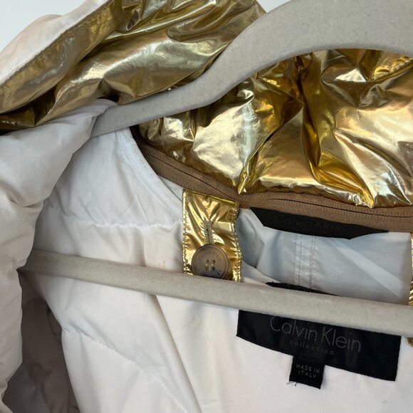 Calvin Klein Gold Metallic Jacket with Detachable Hood - Picture 6 of 11